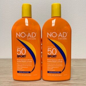 NO-AD Sport Sunscreen Lotion, SPF 50 | Broad Spectrum‎ UVA/UVB 16 OZ [2 Bottles]